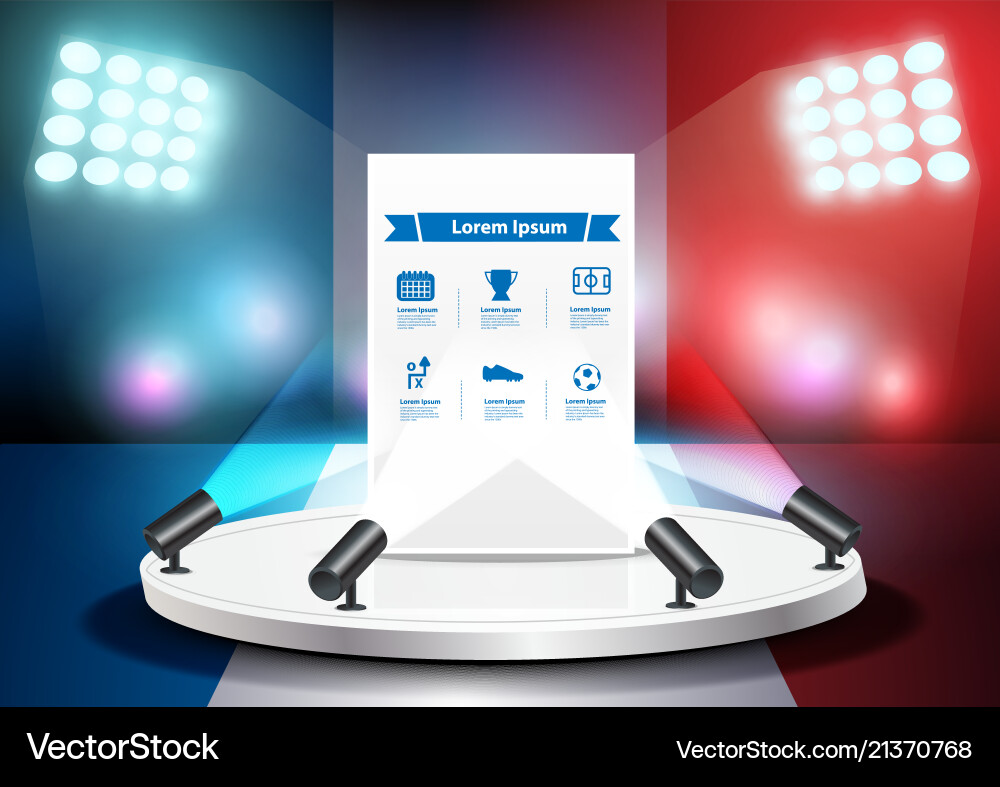 Empty Stage with Soccer Field Backdrop vector image