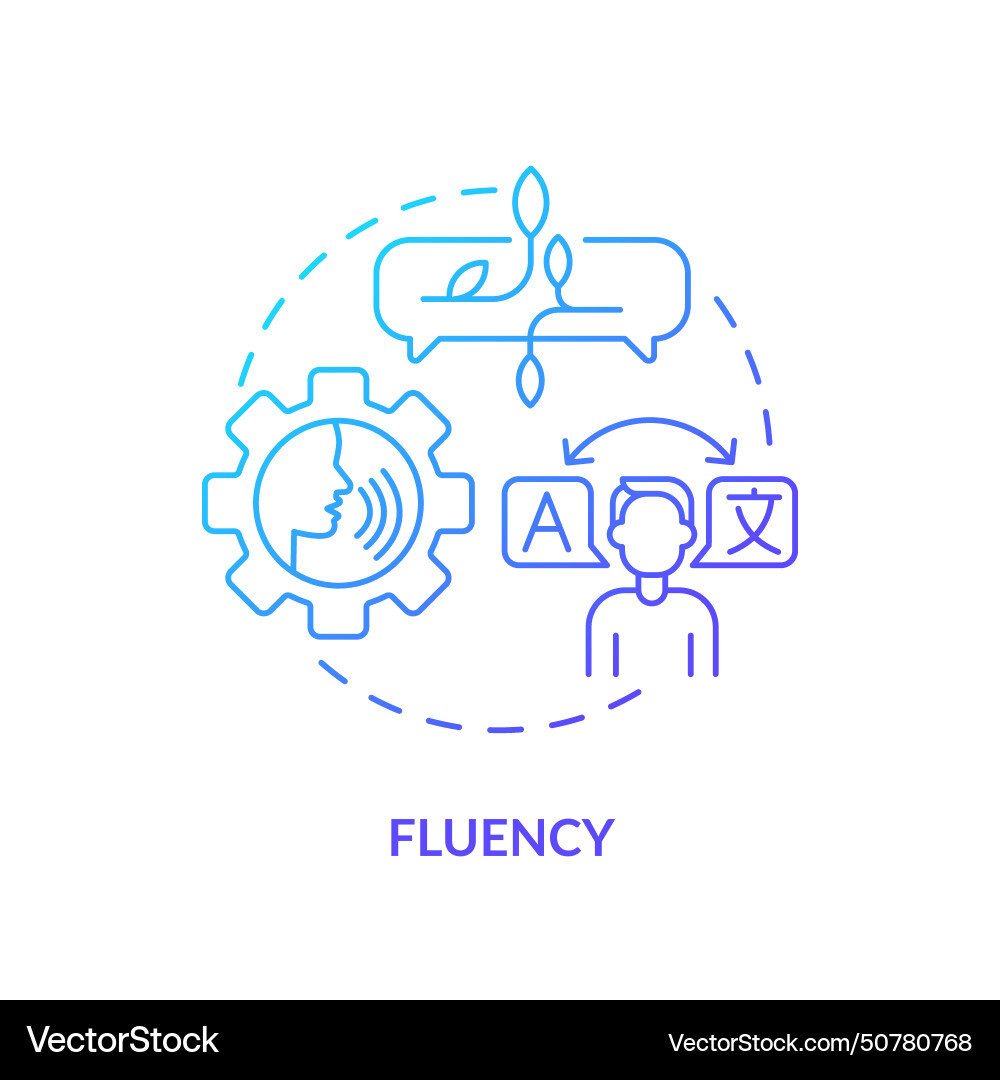 Fluency language proficiency blue gradient Fluency language proficiency blue gradient vector image