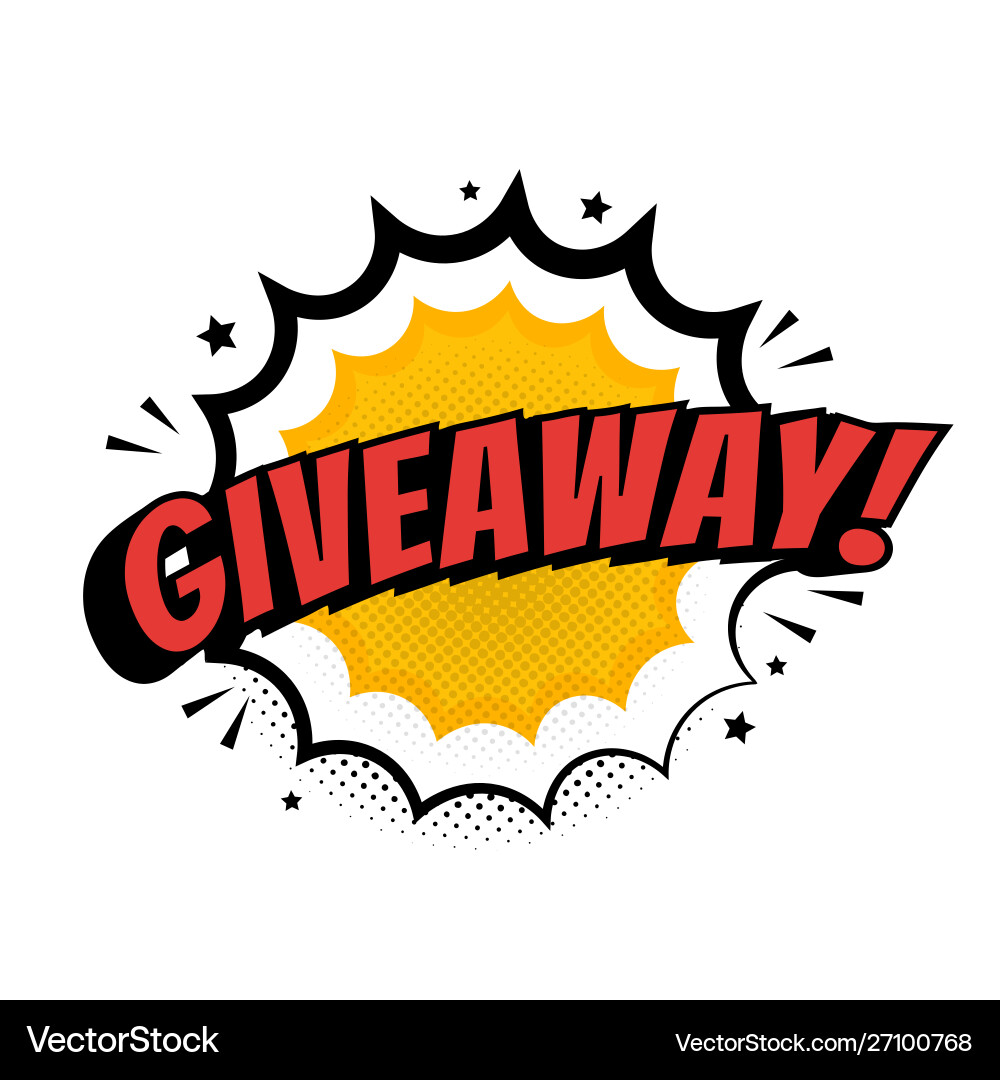 Giveaway card banner in pop art style beautiful Giveaway card banner in pop art style beautiful vector image