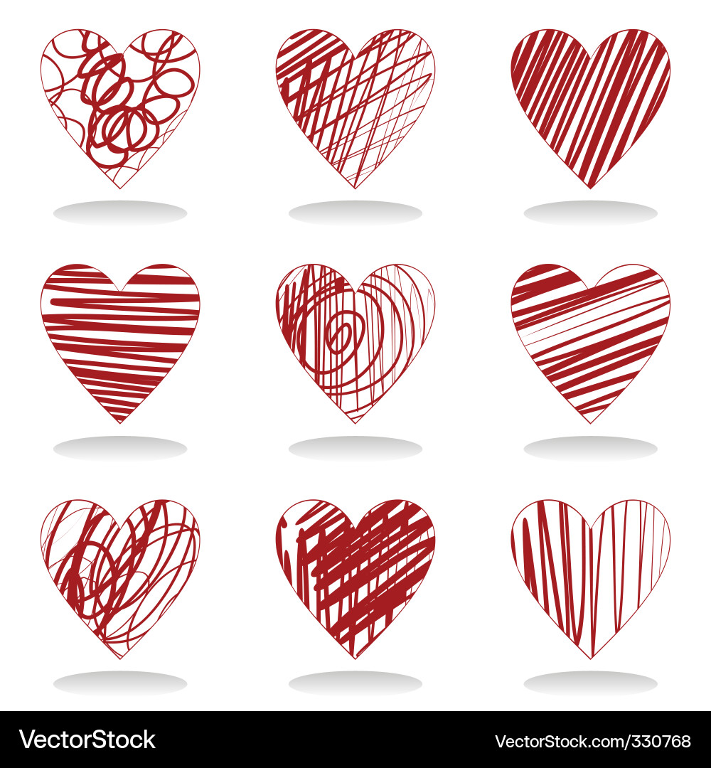 Herz Sketch Icons Vektorbild