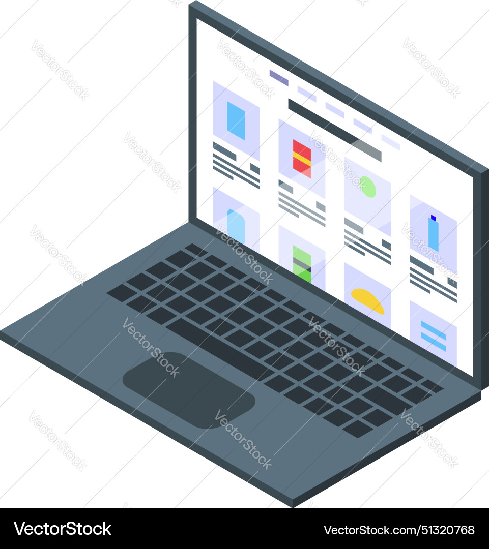 Isometric laptop with user interface design Isometric laptop with user interface design vector image