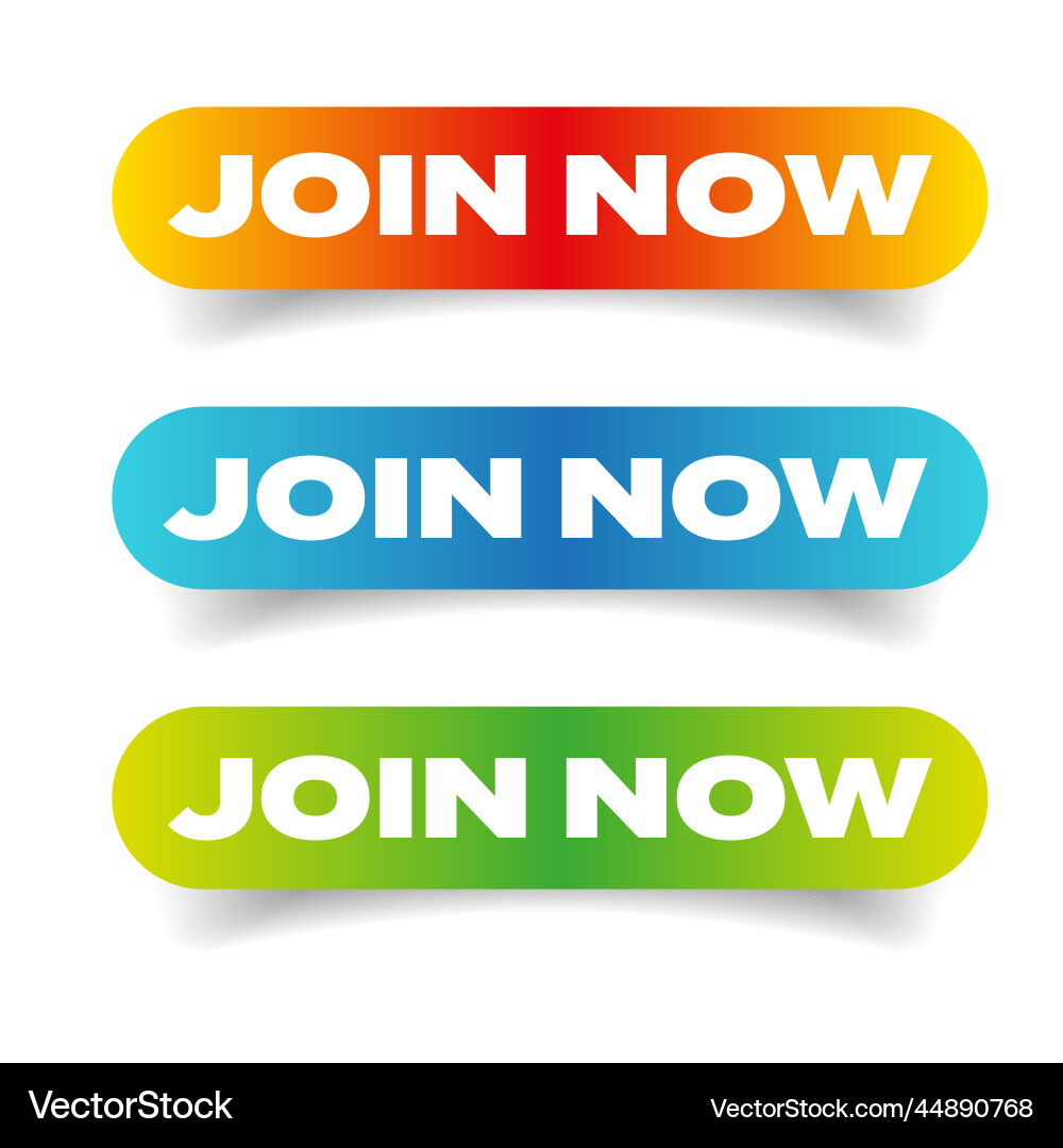 Join now call to action button set Vector Image