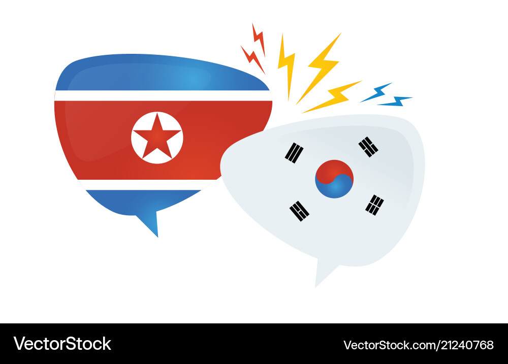 Korean conflict south and north flags Korean conflict south and north flags vector image