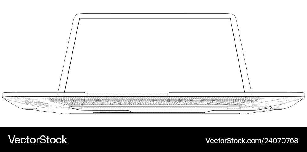 Laptop line view notebook created Laptop line view notebook created vector image