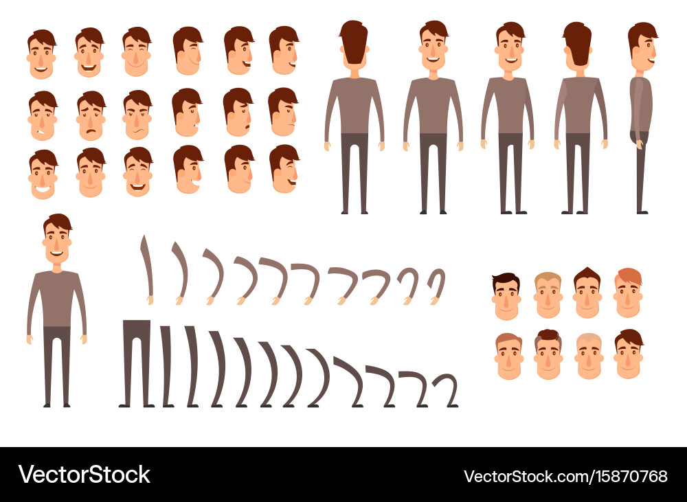 Man character creation set icons with different vector image