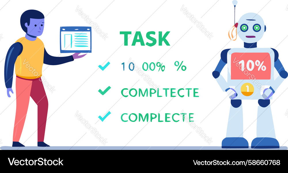 Robot aiding task management and verification Vector Image