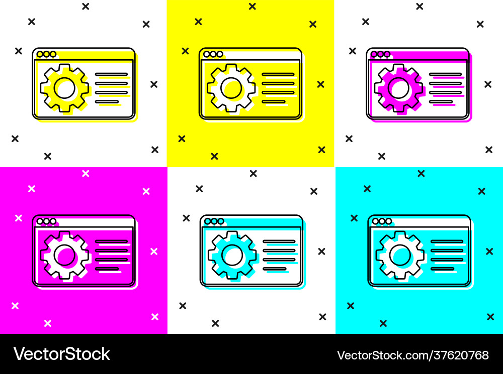 Set browser setting icon isolated on color Set browser setting icon isolated on color vector image