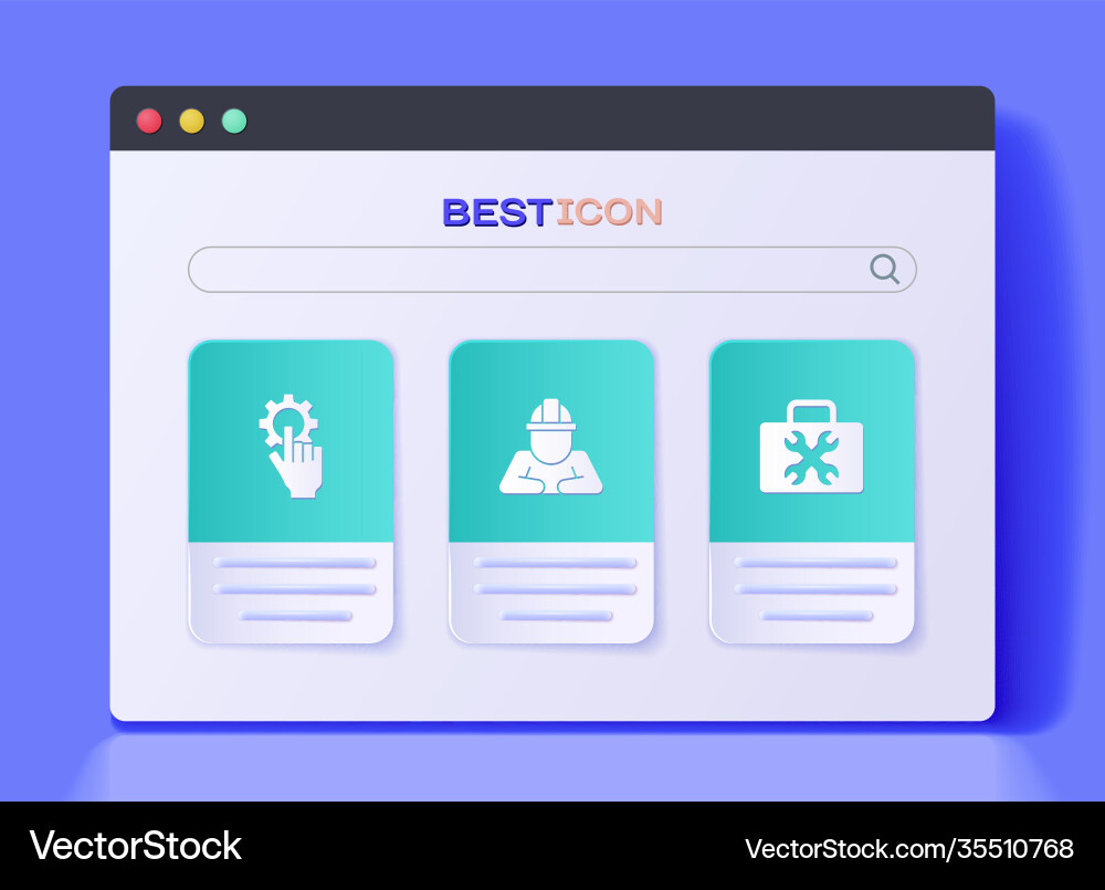 Set builder settings in hand and toolbox icon Set builder settings in hand and toolbox icon vector image
