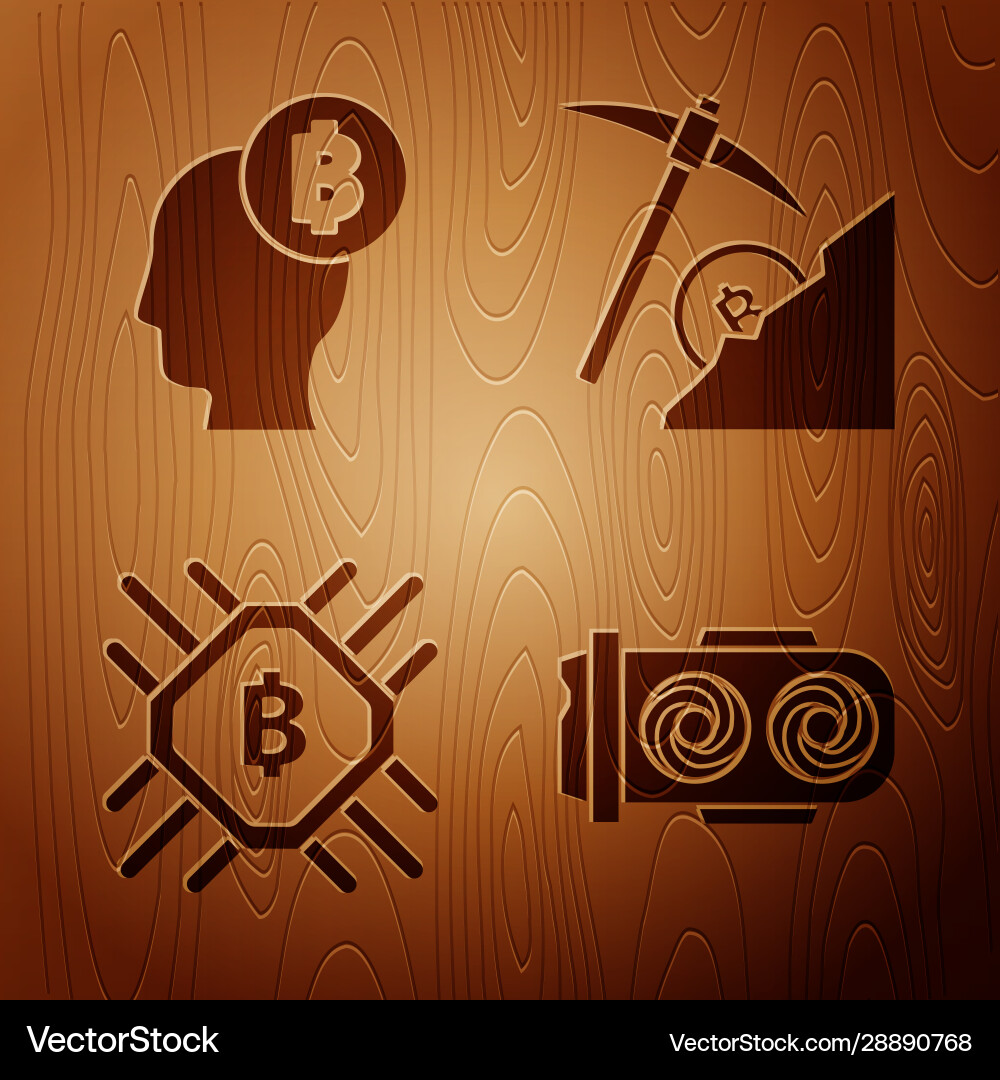 Set mining farm bitcoin think cpu Set mining farm bitcoin think cpu vector image