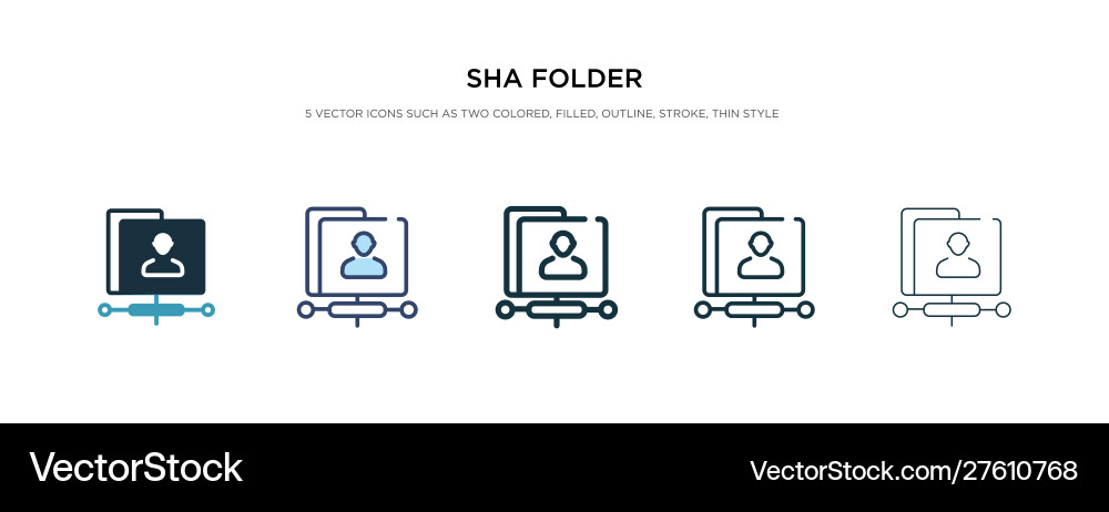 Sha folder icon in different style two colored Vector Image