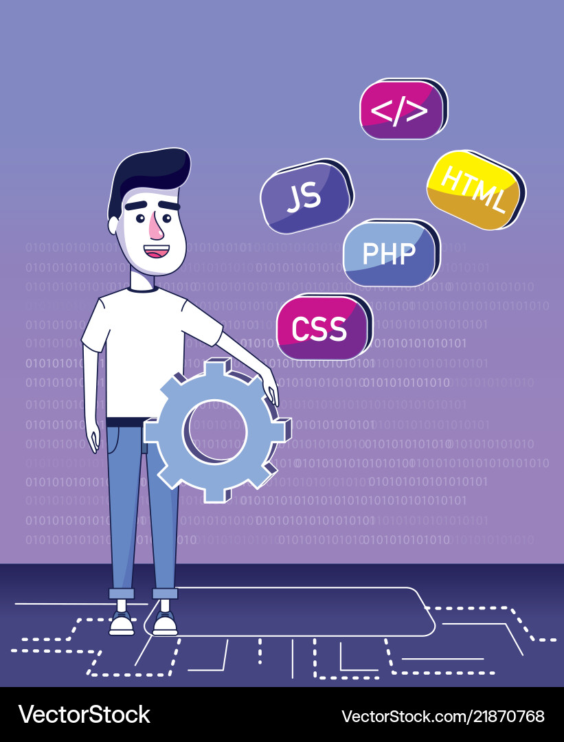 Software programmer cartoon Software programmer cartoon vector image