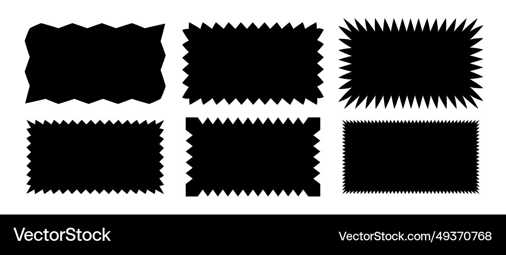 Zig zag edge rectangle shape collection jagged Zig zag edge rectangle shape collection jagged vector image