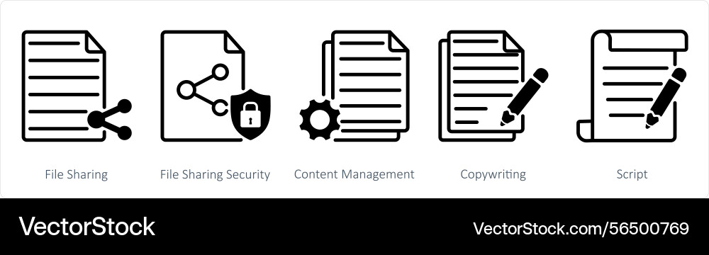A set of 5 web design icons as file sharing vector image