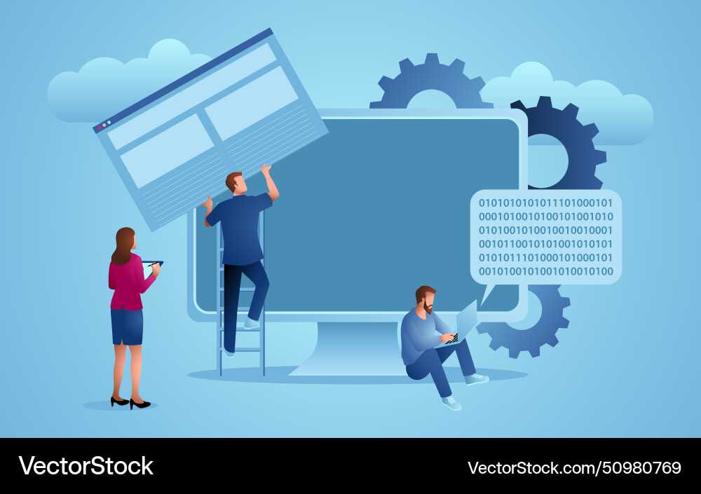 Blue business computer web developer Blue business computer web developer vector image