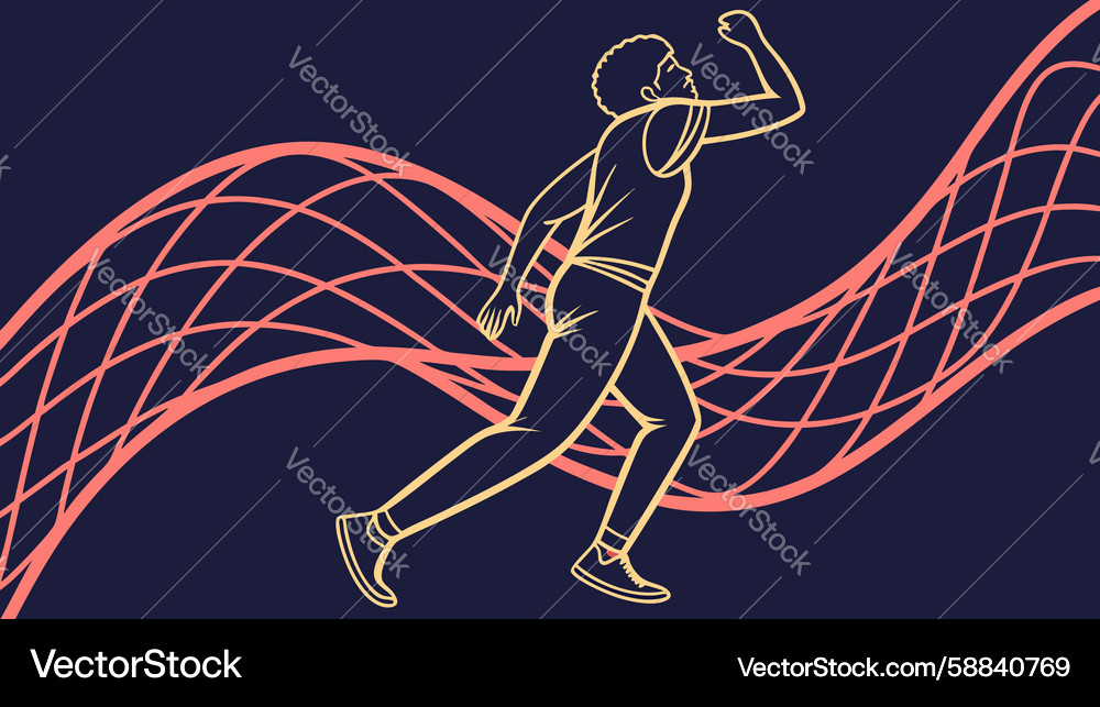 Dynamic runner with speed lines abstract design Vector Image