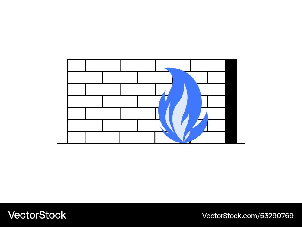 Firewall with flame symbol representing network Vector Image