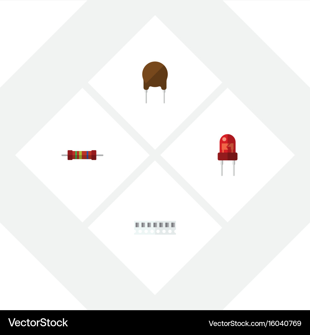 Flat icon device set of memory triode resistance Vector Image