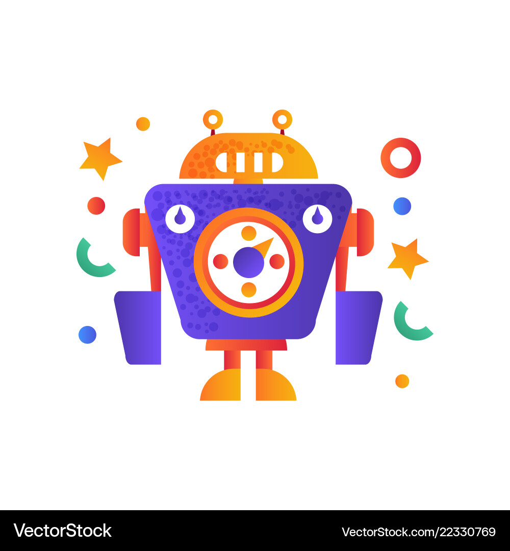 Funny robot character artificial robotics machine Funny robot character artificial robotics machine vector image