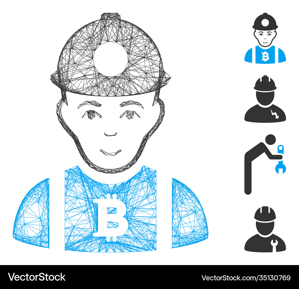 Linear bitcoin miner mesh Linear bitcoin miner mesh vector image
