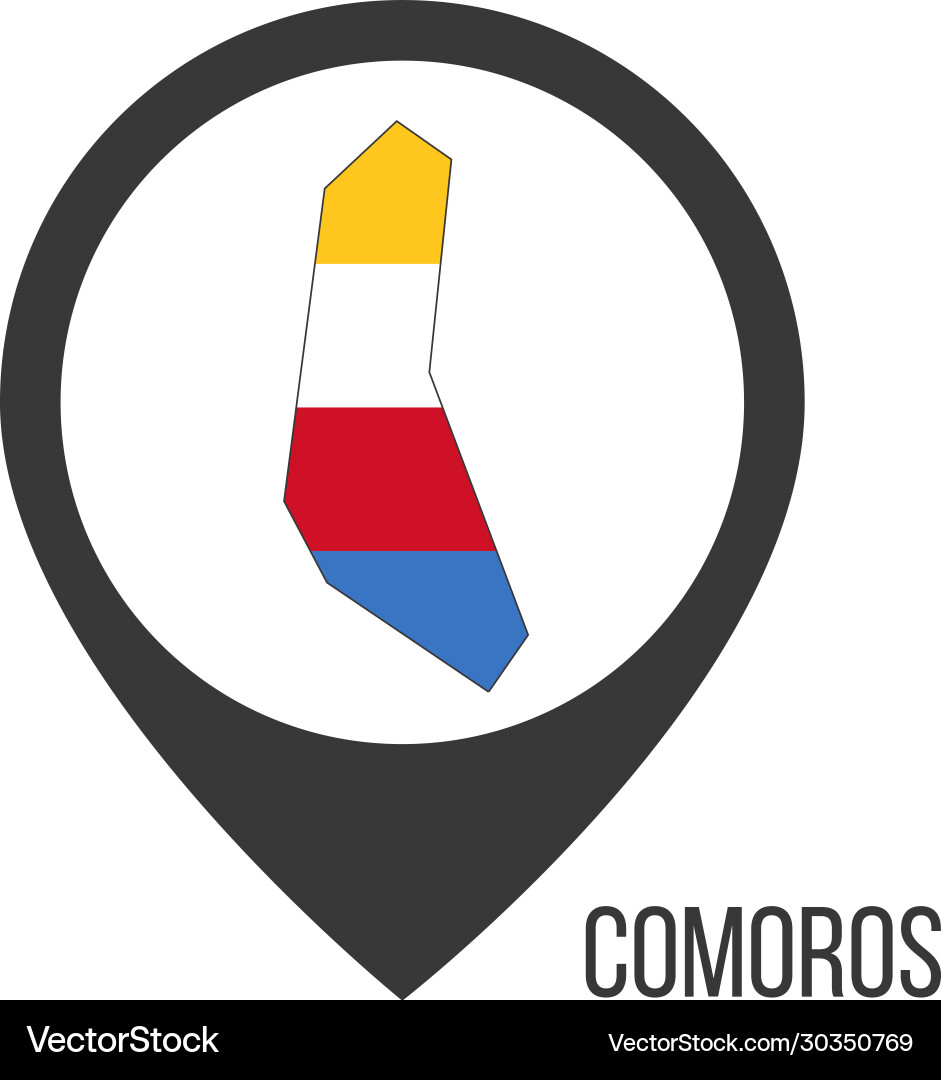 Map pointers with contry comoros flag Map pointers with contry comoros flag vector image