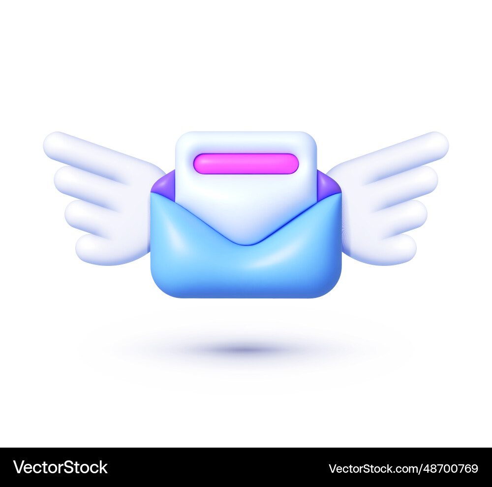 Message wings 3d for web background design vector image