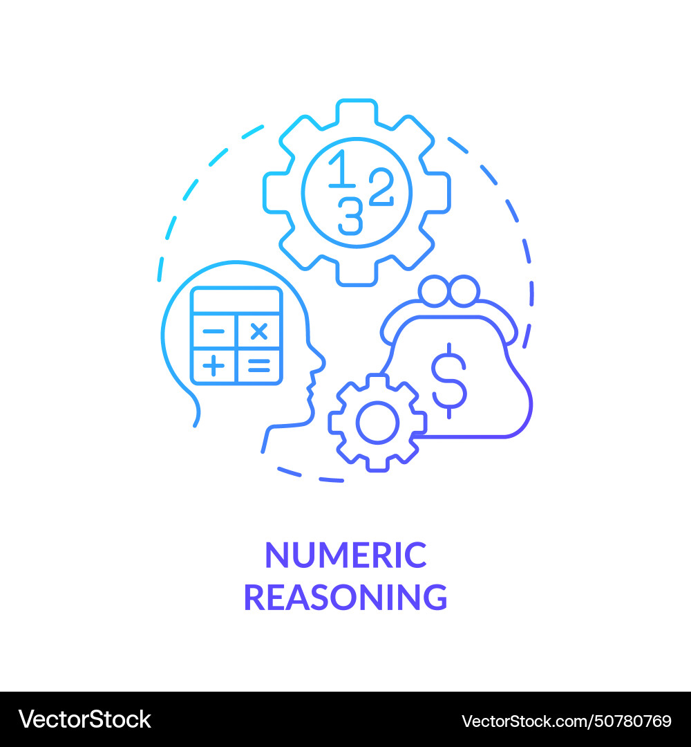 Numeric reasoning blue gradient concept icon Numeric reasoning blue gradient concept icon Vector Image