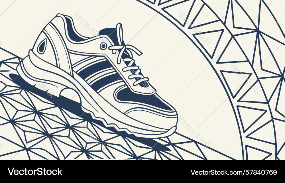 Running shoe on geometric pattern background Vector Image