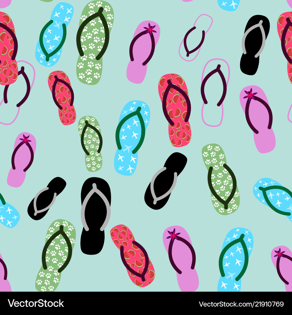 Seamless color summer pattern with flip flopsvect Seamless color summer pattern with flip flopsvect vector image