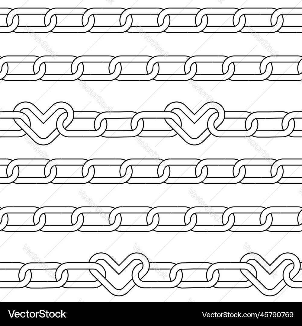 Seamless pattern with chain hearts links emo Vector Image