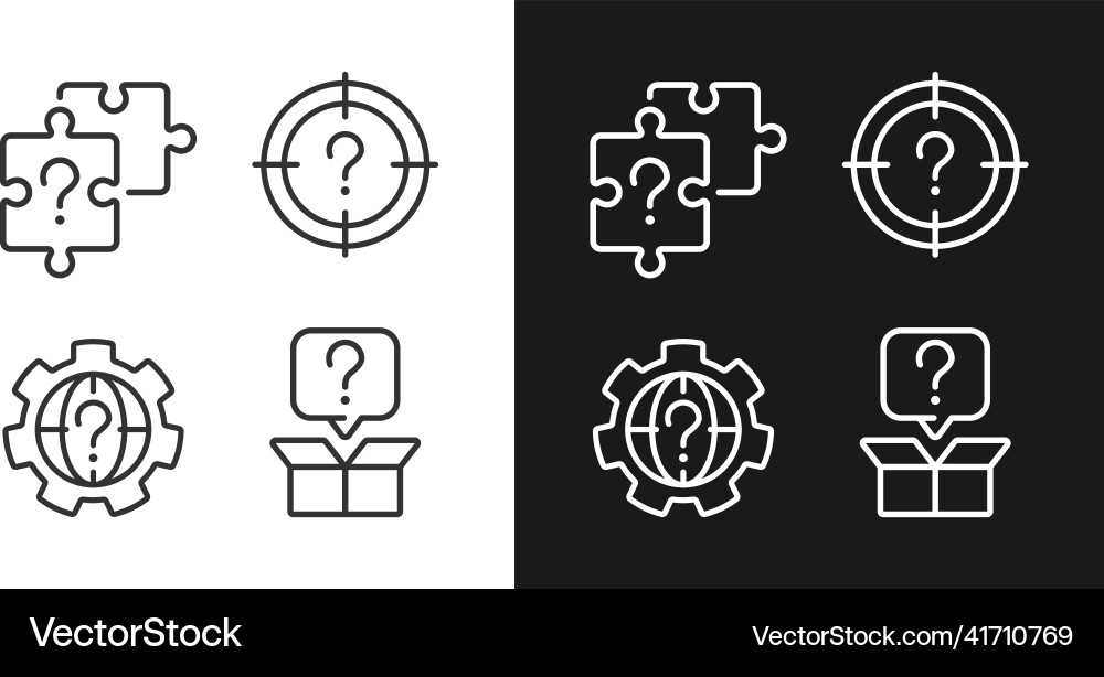 Searching of new problem solutions linear icons Searching of new problem solutions linear icons vector image