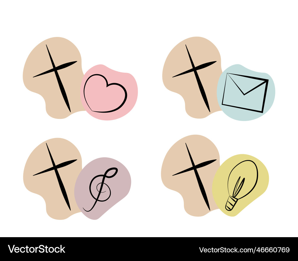 Set christian icon cross with different elements Set christian icon cross with different elements vector image