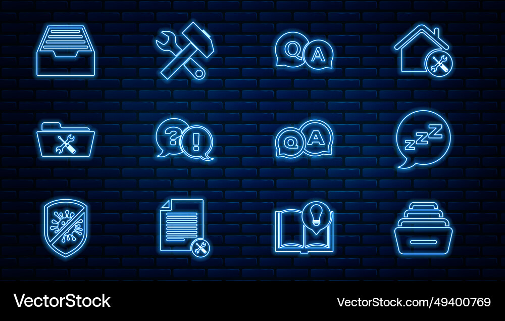 Set line drawer with documents speech bubble Vector Image