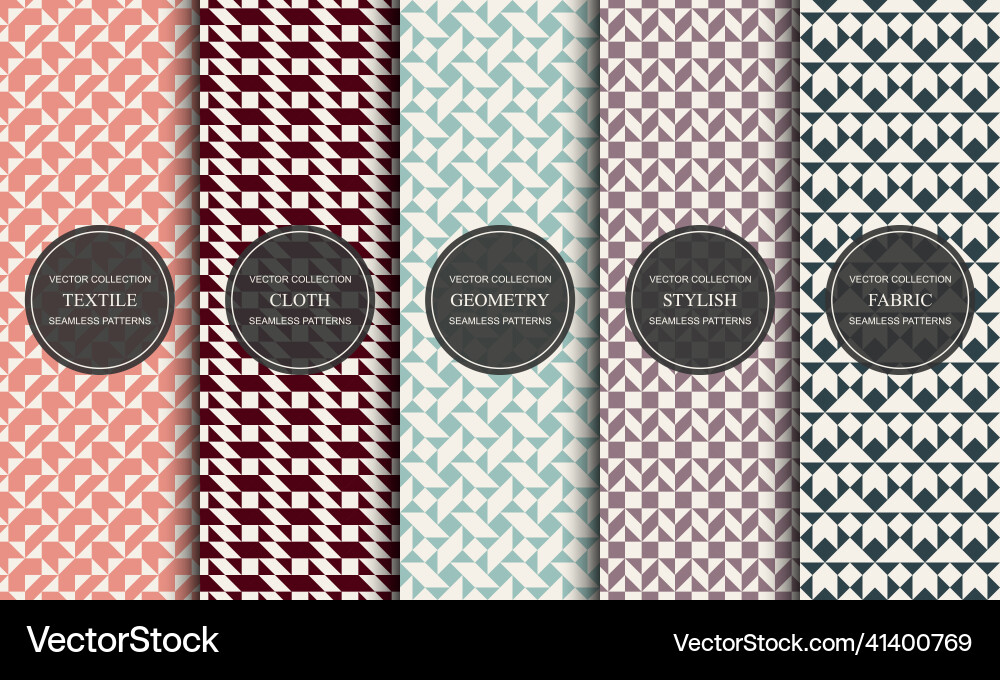 Set of seamless colorful patterns textile Set of seamless colorful patterns textile vector image