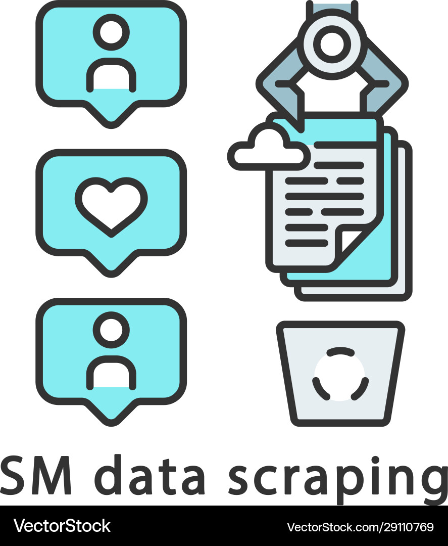 Sm data scraping color icon Sm data scraping color icon Vector Image
