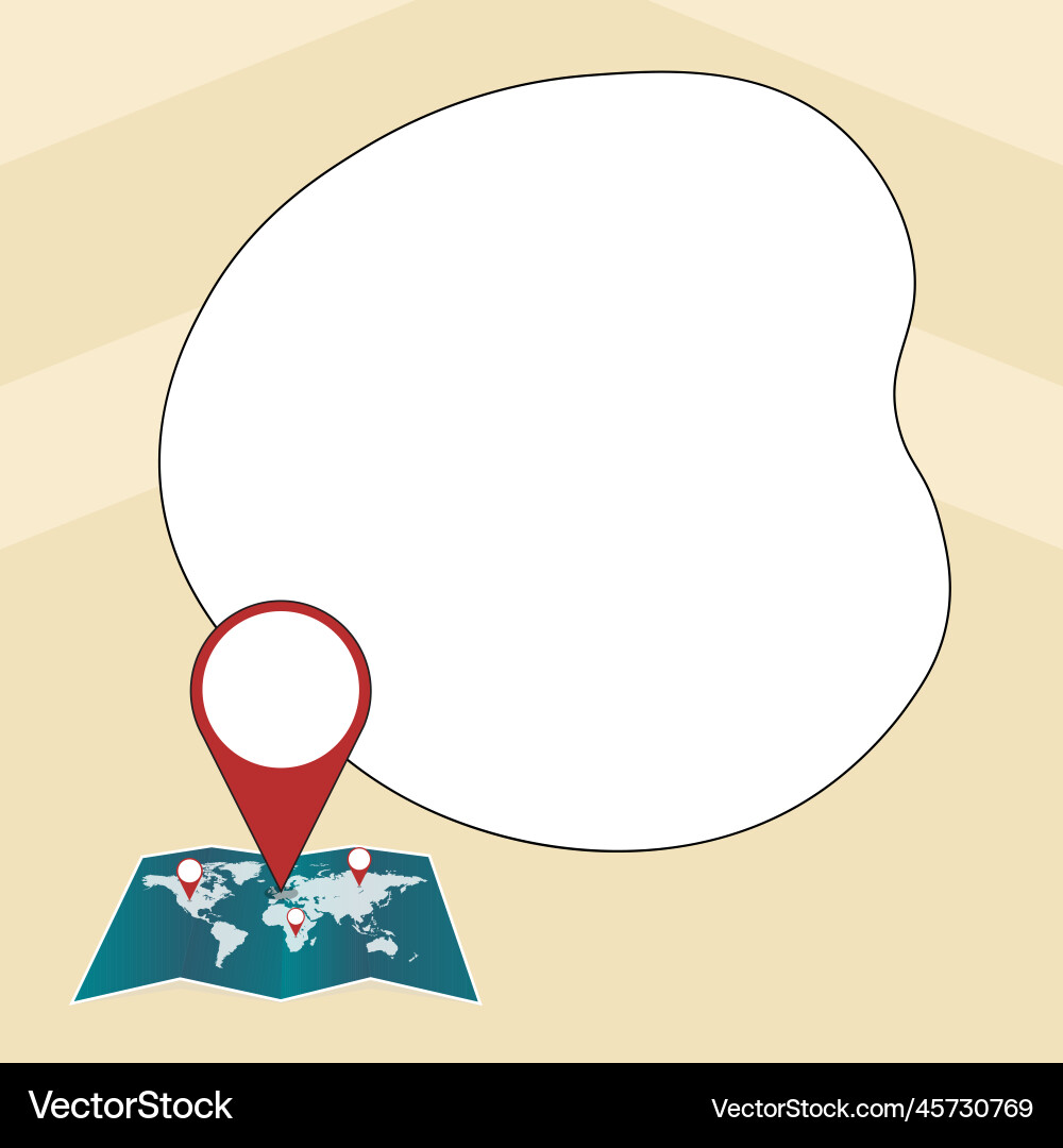 Speech bubble with important message above map Speech bubble with important message above map vector image