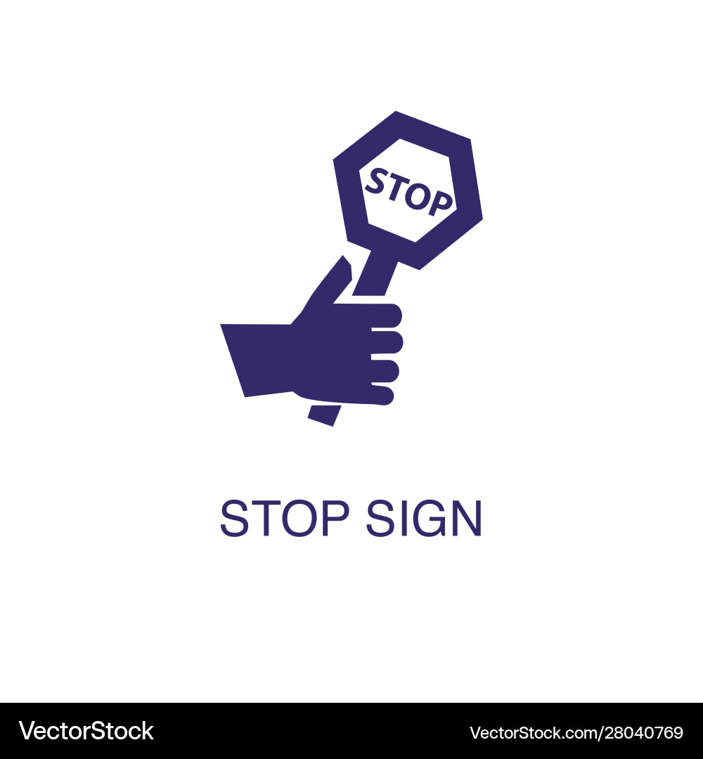 Stop element in flat simple style on white vector image