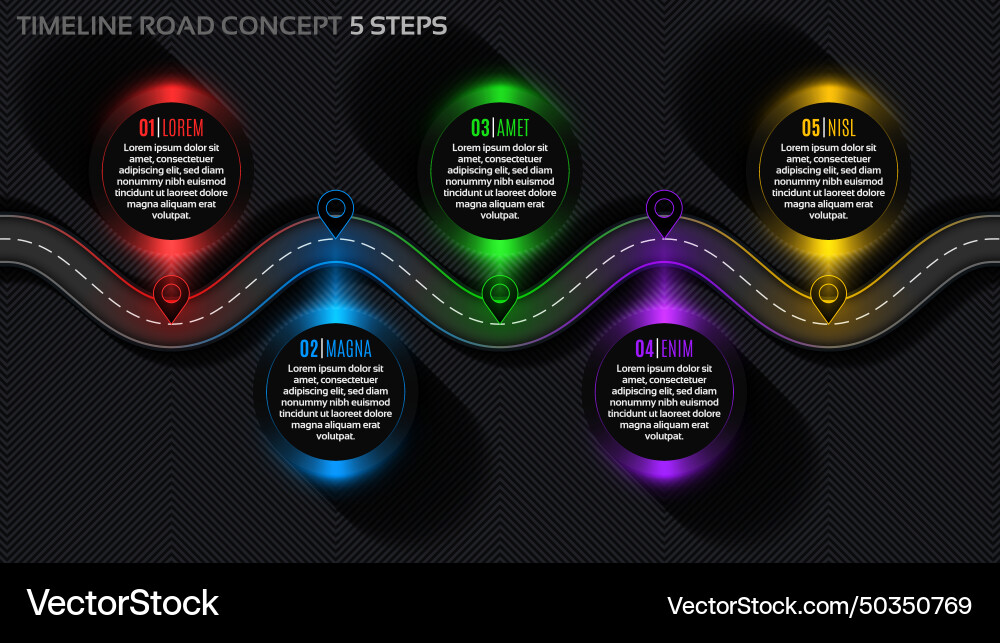 Timeline infographic 5 steps concept Royalty Free Vector