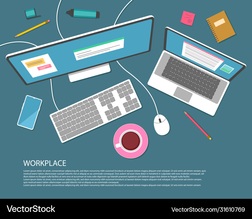 Work on computer Work on computer vector image