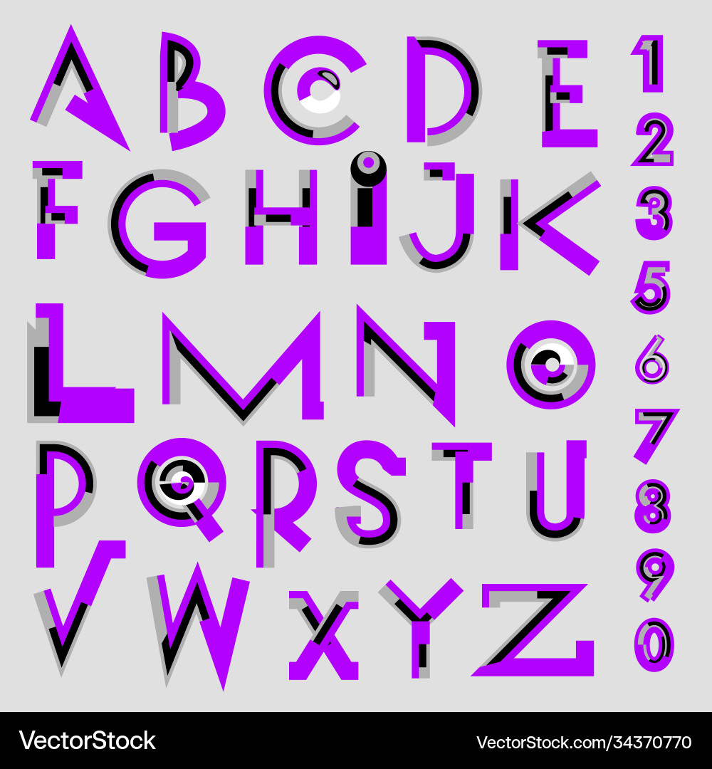 Abstract colorful font and alphabet Vector Image