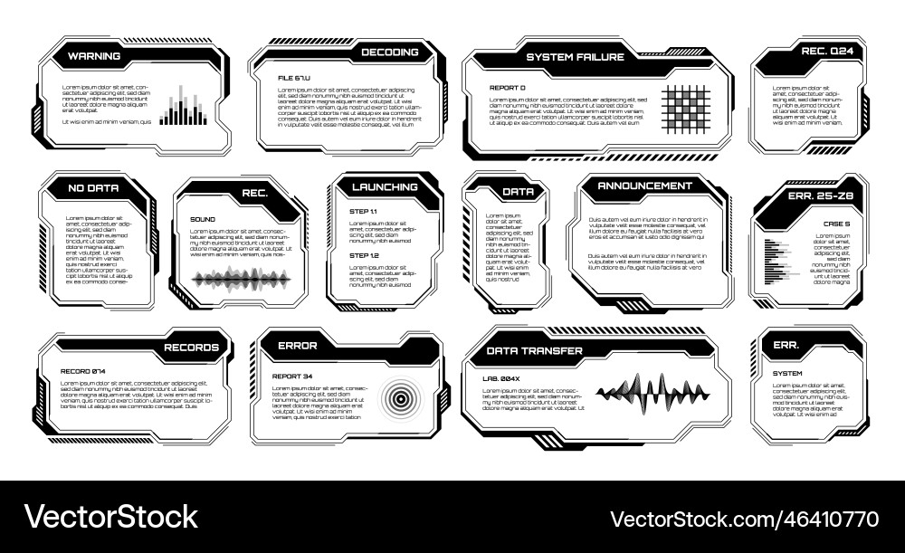 Black futuristic hud ui elements sci-fi user Black futuristic hud ui elements sci-fi user vector image