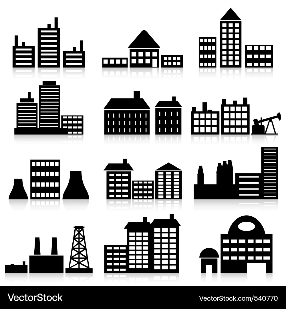 Building and House Icons Vector Image