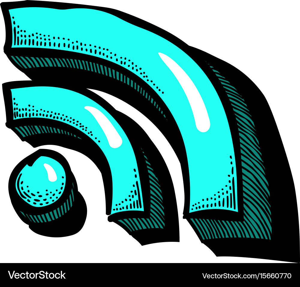 Cartoon image of rss icon for your web design app vector image