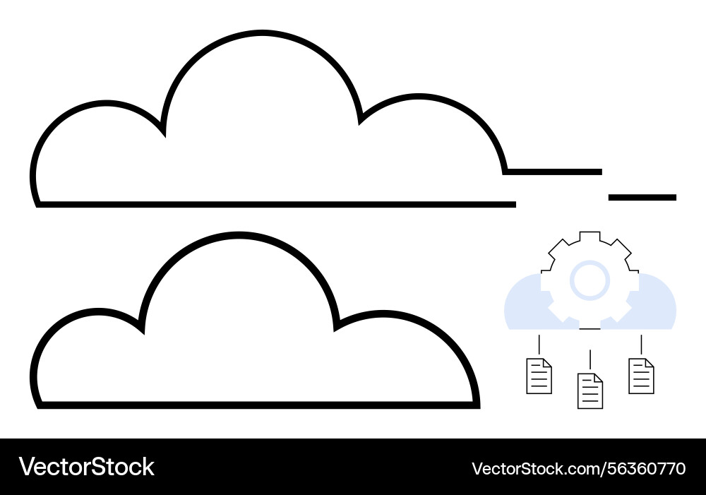 Cloud computing concept with data storage gears Cloud computing concept with data storage gears vector image