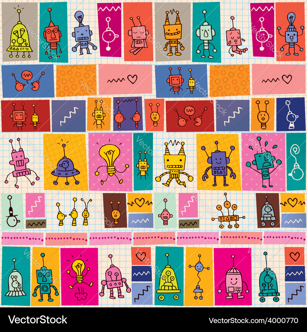 Cute robots pattern Vector Image