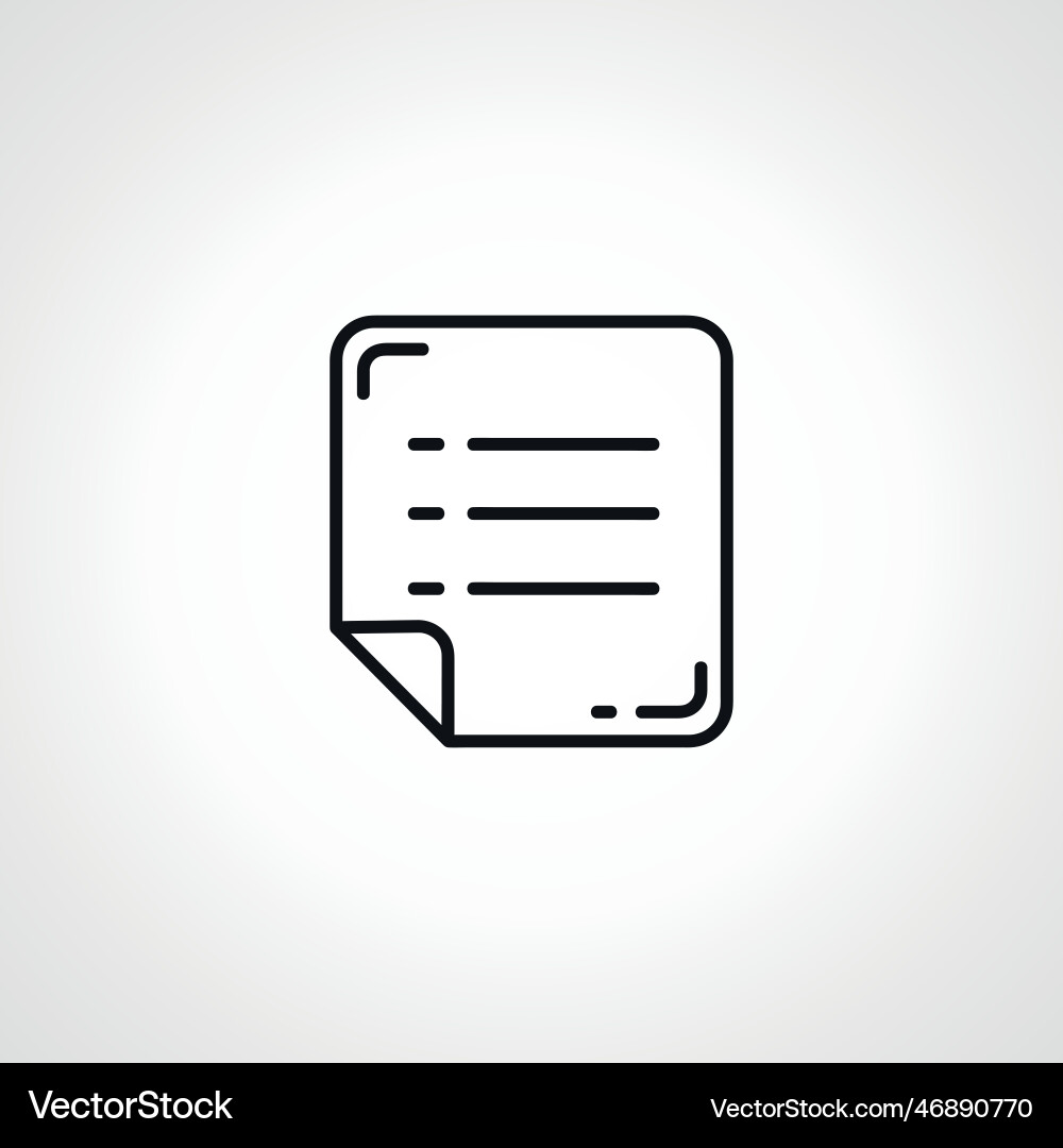 Document line icon note paper outline Vector Image