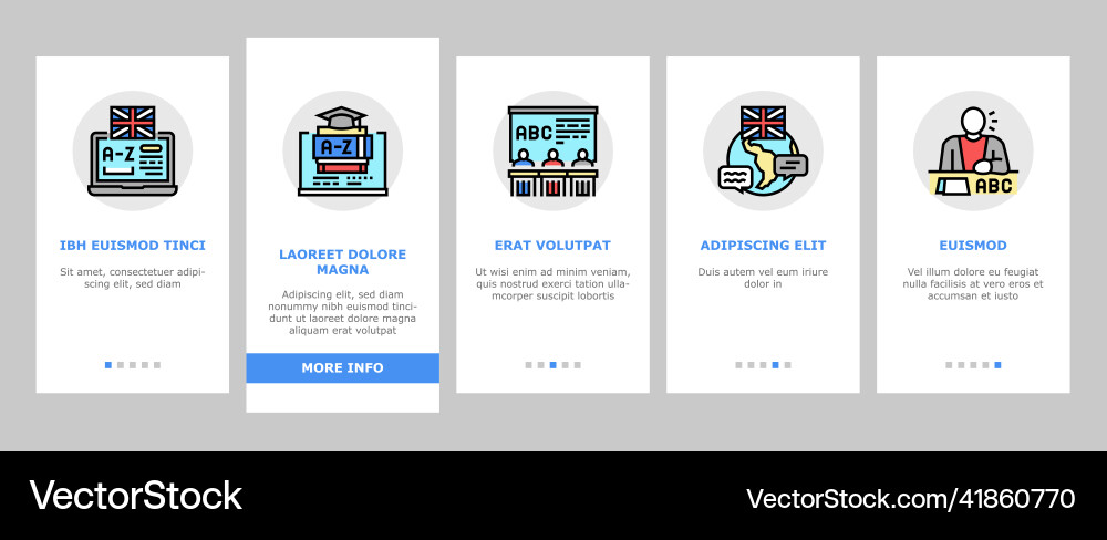 English language learn at school onboarding icons Vector Image