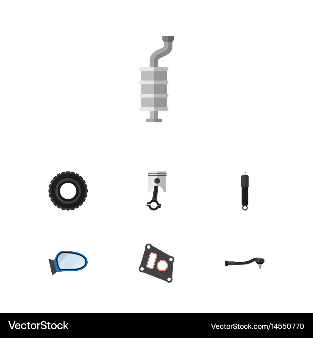 Flat auto set of silencer component input Vector Image