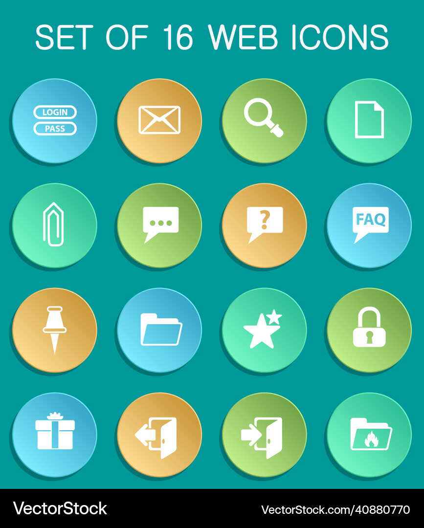 Forum interface web icons on colorful round vector image