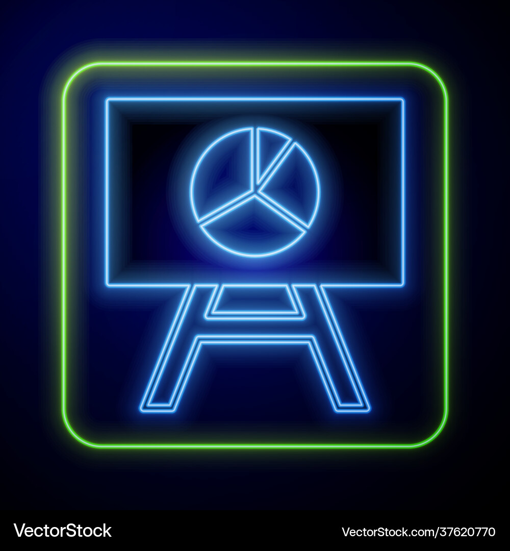 Glowing neon board with graph chart icon isolated Vector Image