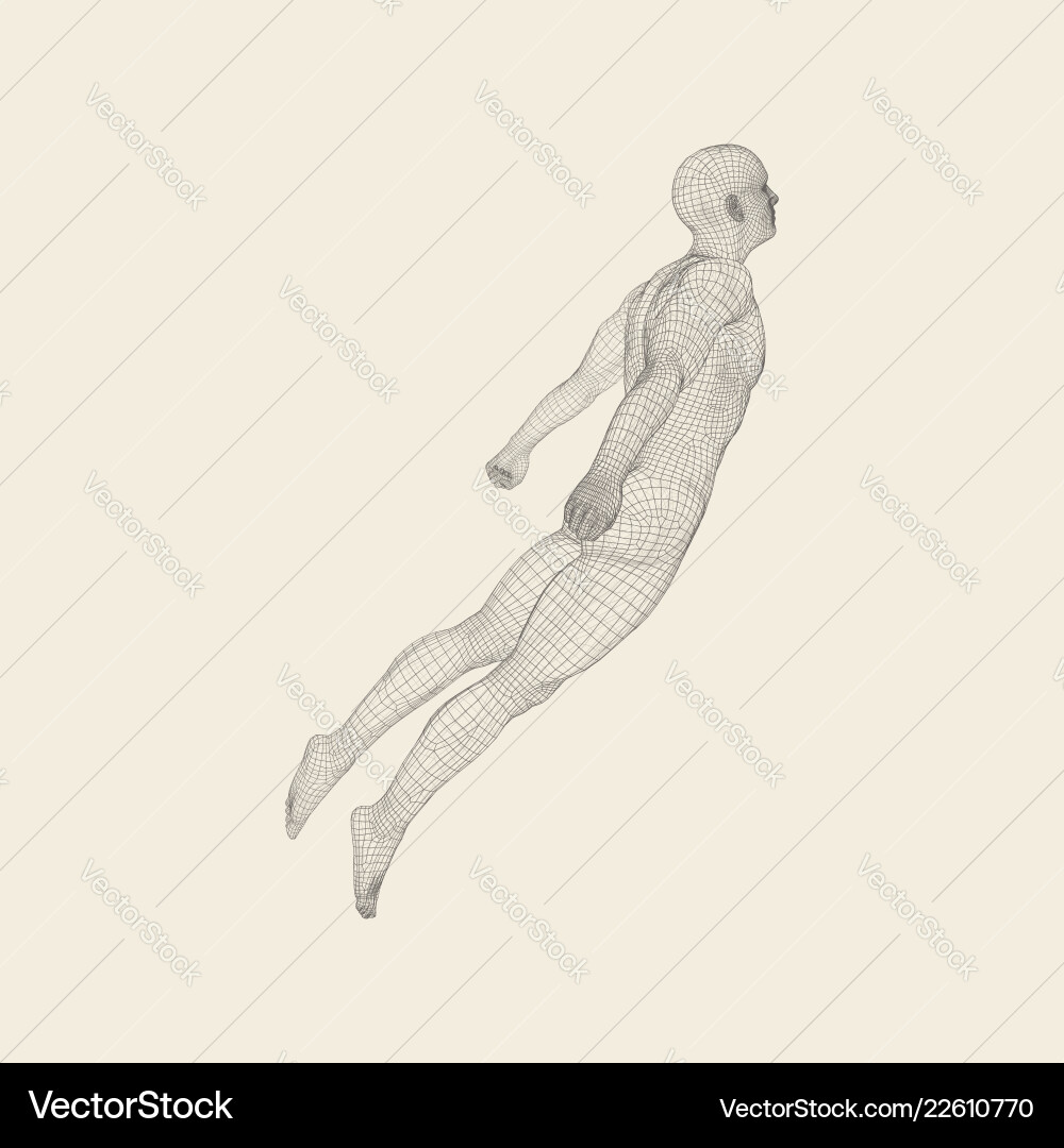 Hovering in air man floating the 3d model Hovering in air man floating the 3d model vector image